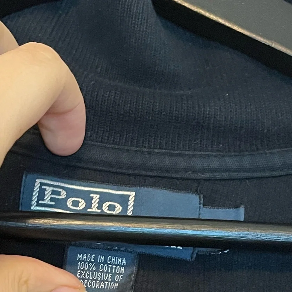 Vintage 80s Polo Ralph Lauren Unisex XL Navy Blue White Logo 1/4 Zip Pullover